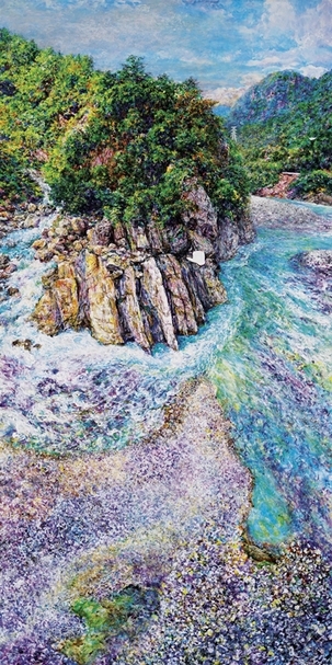 洪天宇│十文溪 壓克力彩、鋁板 183x91.5cm 2017 日帝藝術提供