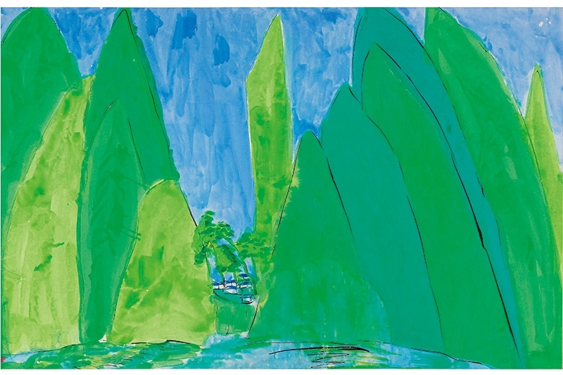 丁雄泉，山景，水彩紙本 鏡框，1991年作，126×197cm，預估價：1,000,000台幣。圖片提供：台北瀚宇拍賣