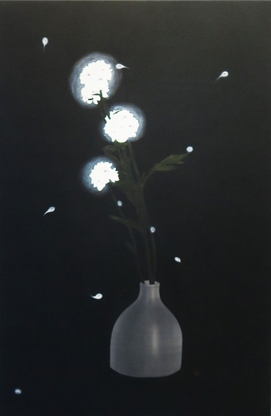藝術家高義勝《微癢的瓶花》．紙本設色．145.5×97 cm．2017。攝影：楊椀茹