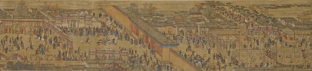 佳士得：編號109的18或19世紀清〈廟會圖〉，以約預估低標四倍的48萬7500歐元成交。圖為局部。圖︱佳士得
