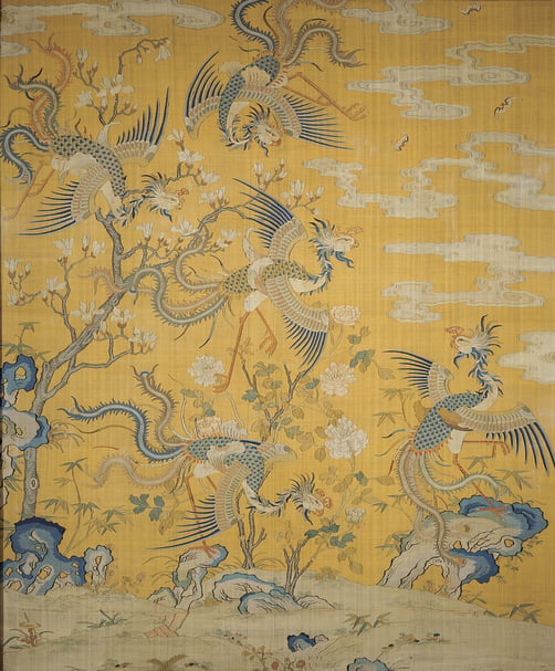 圖12 清康熙〈緙絲五鳳圖屏〉，John F. Seaman女士捐贈，1925年。紐約大都會藝術博物館藏。圖∣紐約大都會藝術博物館