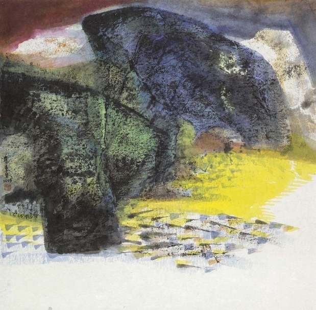 李重重│海的呼吸 水墨設色、紙本 94.2x95cm 2015 尊彩藝術中心提供