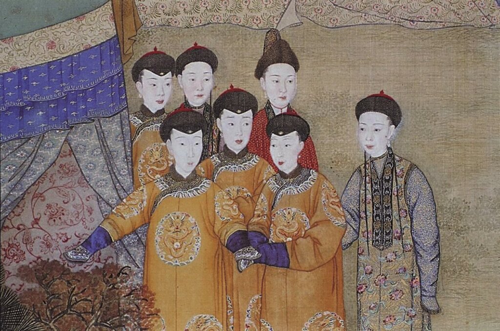郎世寧(Giuseppe Castiglione,1688~1766)〈塞宴四事〉局部,絹本設色卷,316×551公分,北京故宮博物院藏。聶崇正《清代宮廷繪畫》,香港:商務印書館,1996,頁174~179。
