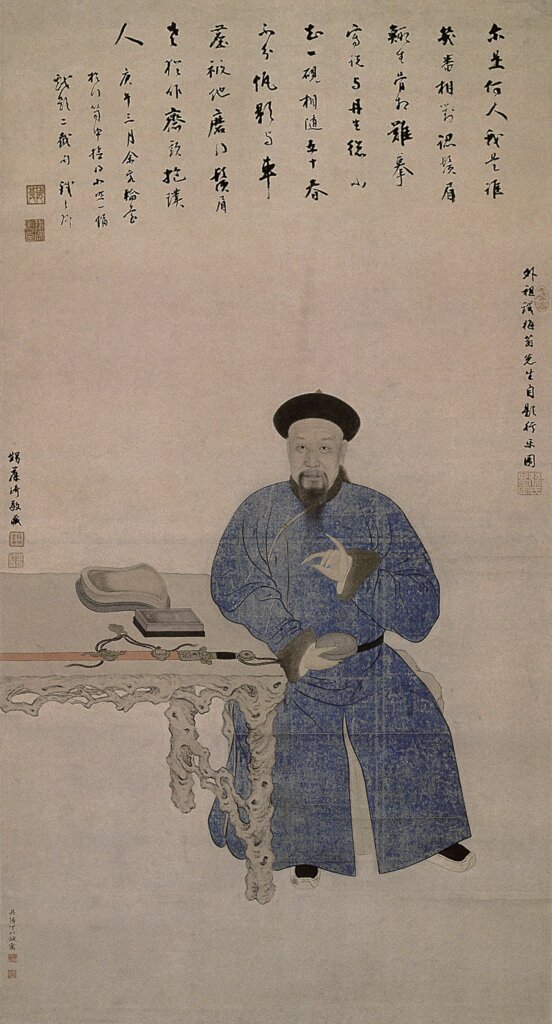 丁以誠〈鐵保像軸〉，紙本設色軸，126.7×67.4公分，北京故宮博物院藏。楊新編《明清肖像畫》，頁204。