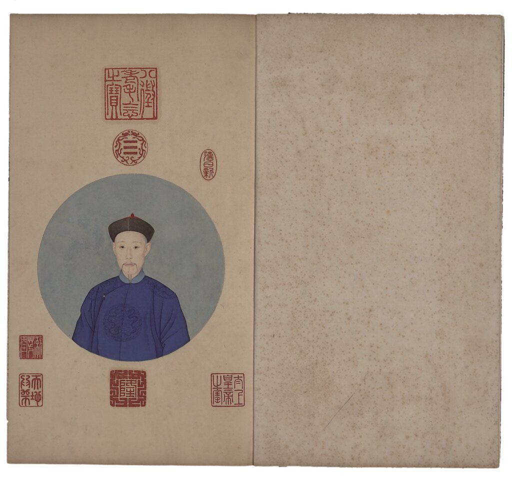 清高宗《御製詩初集》、《二集》、《三集》，乾隆皇帝39歲、49歲、61歲肖像，國立故宮博物院藏。