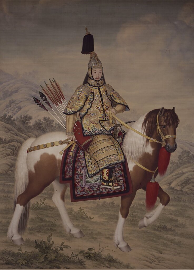 (傳)郎世寧1739年作〈乾隆皇帝大閱圖〉局部,絹本油畫軸,322.5×232公分,北京故宮博物院藏。圖╱本刊資料室。