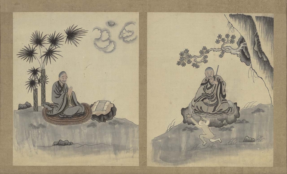 圖6 清〈繡佛齋羅漢冊〉，國立故宮博物院藏。圖為其中二開。圖∣國立故宮博物院