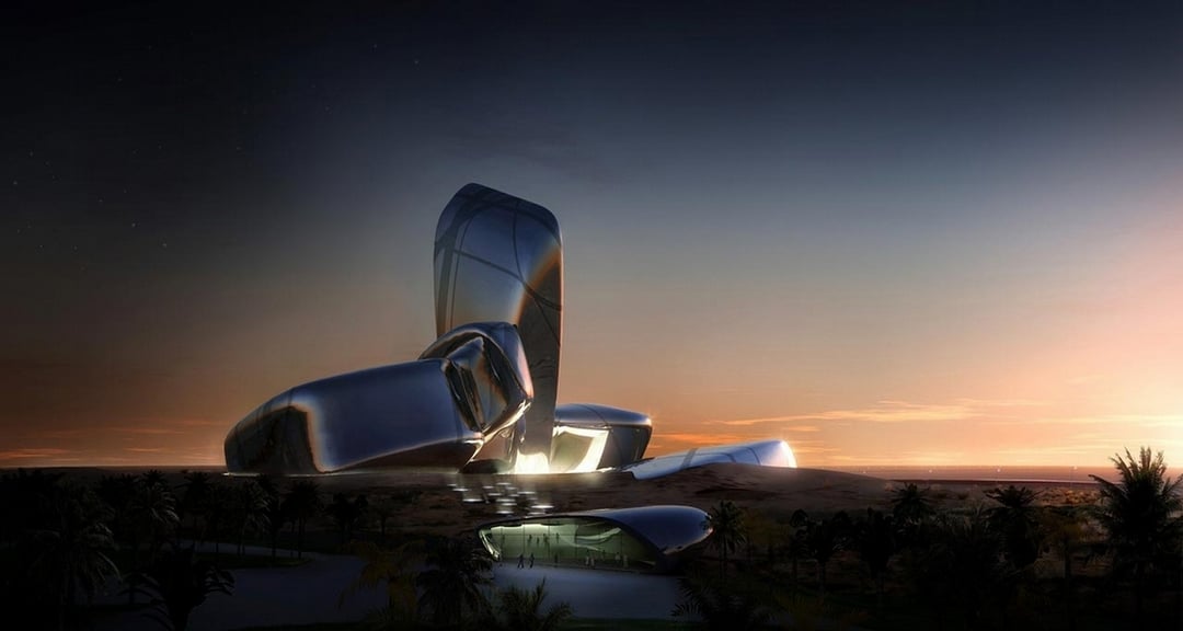 阿卜杜勒阿齊茲國王世界文化中心（King Abdulaziz Centre for World Culture）示意圖。圖片提供：挪威斯諾赫塔建築事務所（Snøhetta）