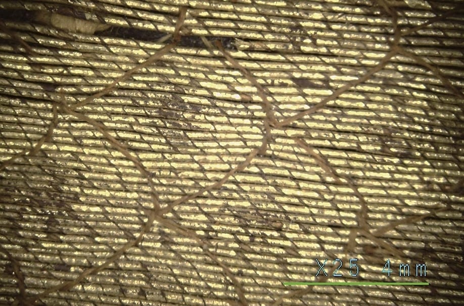 圖6 用絲線縫製網格分割龍鱗的凸起。圖∣陳楊