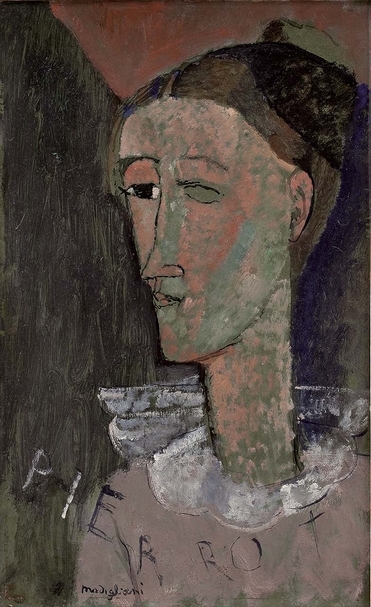 莫迪里亞尼《Self Portrait as Pierrot》．1915．哥本哈根丹麥國家藝廊。（泰德當代美術館提供）