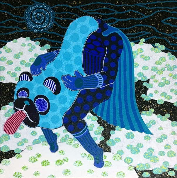 廖堉安 舔舌超人 壓克力顏料、畫布 50x50cm 2018 圖片提供:愛上藝廊