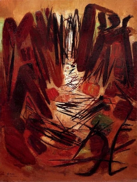 朱德群《構圖第57號》.油彩、畫布.127×96 cm.1960。預估價:1200至1800萬港元。圖|嘉德香港