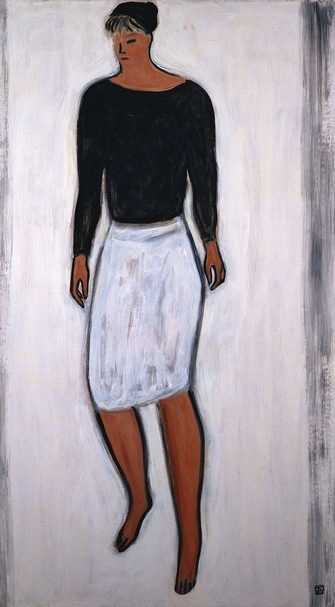 常玉 白裙女子 油彩纖維板 128x72cm(耿畫廊提供)