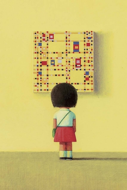 劉野《小女孩與百老匯爵士樂》．壓克力、畫布．43×28.5 cm．2005。圖｜保利香港