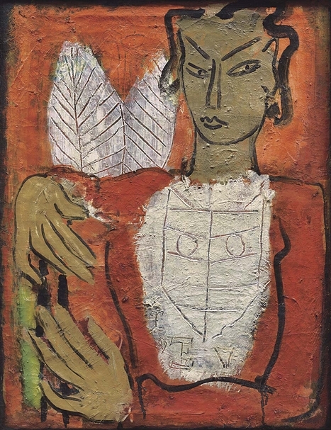 丁衍庸《仕女畫像》．油彩、畫布．58.8×44.5 cm．1967。圖｜保利香港