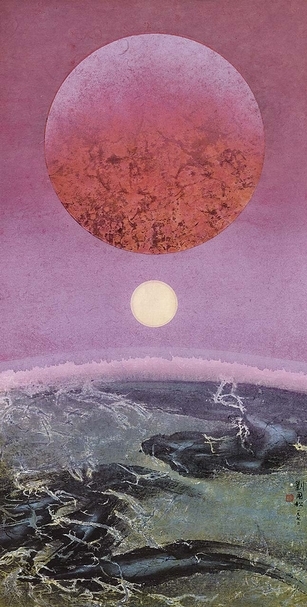 劉國松《距離的組織之二十》．水墨、設色、紙本．135×68.8 cm．1972。圖｜保利香港