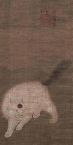 圖10 中國明代宣德元年（1426）宣宗〈麝香貓圖〉，絹本設色，日本私人藏。圖︱私人收藏