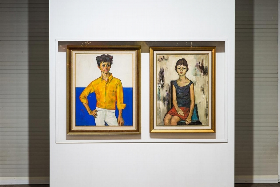 「光.合作用-亞洲當代藝術同志議題展」中席德進的作品,左為《黃衣少年》右為《紅裙少女》。(國立台灣美術館典藏,台北當代藝術館提供)
