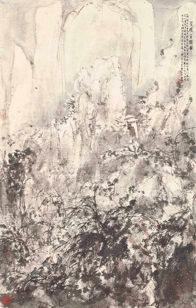 傅抱石1945年作《雪擁藍關圖》，成交金額3,784萬港元。（香港蘇富比提供）