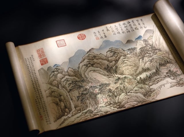 清乾隆錢維城《台山瑞景》，預估價5,000萬～7,000萬港元，以1.285億港元落槌，成交金額約為1.47億港元。（香港蘇富比提供）