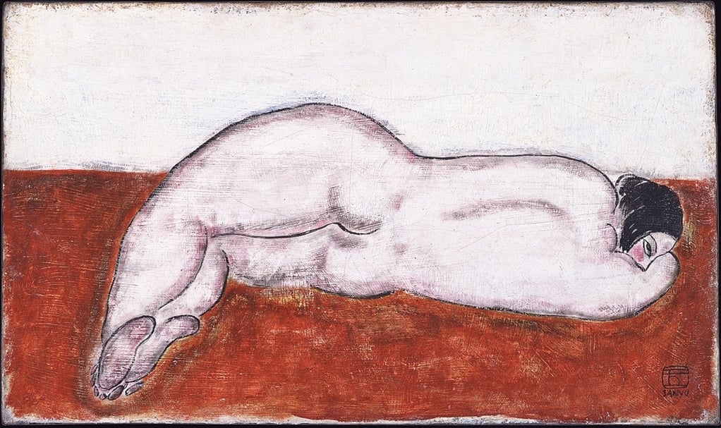 常玉,《側臥裸女》,油彩、畫布,27x46cm,1930s。(大未來林舍提供)
