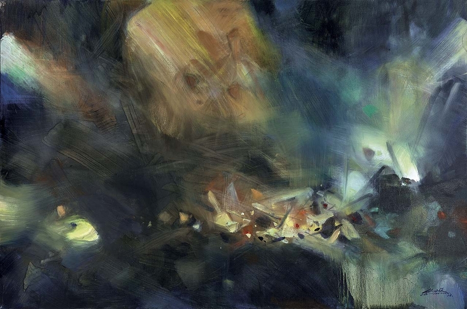 朱德群｜Célestes Profondeurs (Celestial Depths) 油彩、畫布 130×195cm 2006 預估價750萬至950萬港元 佳士得香港提供