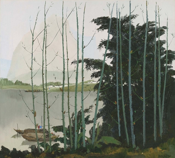 吳冠中｜灕江新篁 油彩、畫布 90×100cm 1994 預估價1800萬至2800萬港元 佳士得香港提供