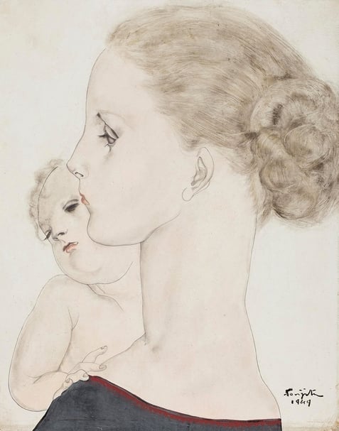 藤田嗣治（Léonard Foujita），《母子肖像》（Mother and Child）。（iART提供）