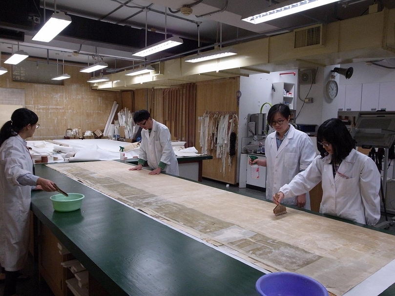 國立故宮博物院北部院區修復工作照。（國立故宮博物院提供）
