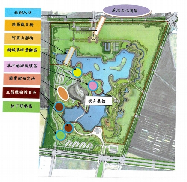 國立故宮博物院南部分院國寶文物修復展示館預定地平面圖（暫定）。（國立故宮博物院提供）