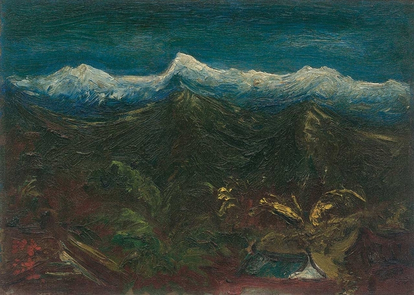 陳澄波，《玉山積雪》，23.5x33cm，1947。（尊彩藝術中心提供）