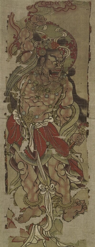 〈金剛力士〉幡畫，斯坦因繪畫132號，英國大英博物館藏。