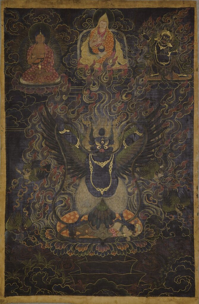 18世紀西藏中部〈黑色大鵬金翅鳥〉，54.3×35.5公分，MU-CIV/MAO‘Giuseppe Tucci’，inv. 981/814，Courtesy of the Museum of Civilisation-Museum of Oriental Art‘Giuseppe Tucci’，Rome。