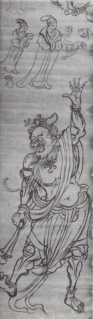 〈金剛力士〉畫稿，伯希和文書P2002，法國國家圖書館藏。