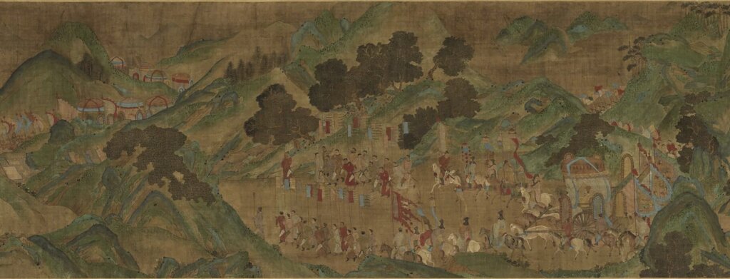 傳宋趙伯駒〈上林圖〉，44×1169.4公分，國立故宮博物院藏。圖為局部。
