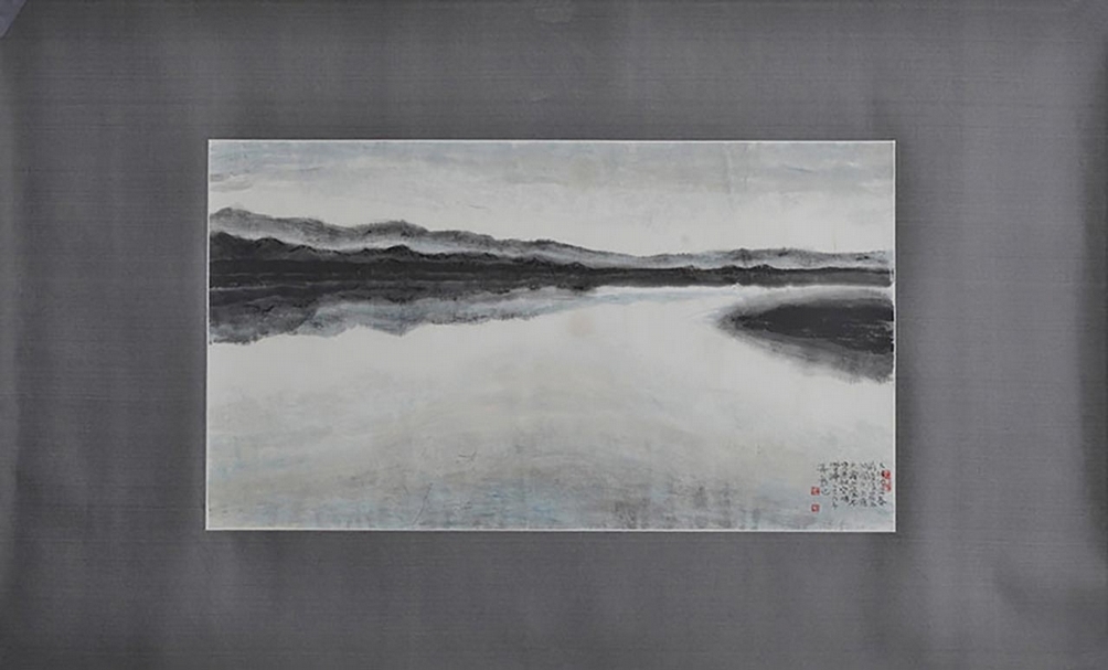 蔣勳,《大坡池》,水墨設色紙本,32.8×57.8cm, 2016。(谷公館提供)