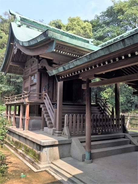 桃園神社主殿，為標準的日式神社流造建築。（攝影／陳飛豪）