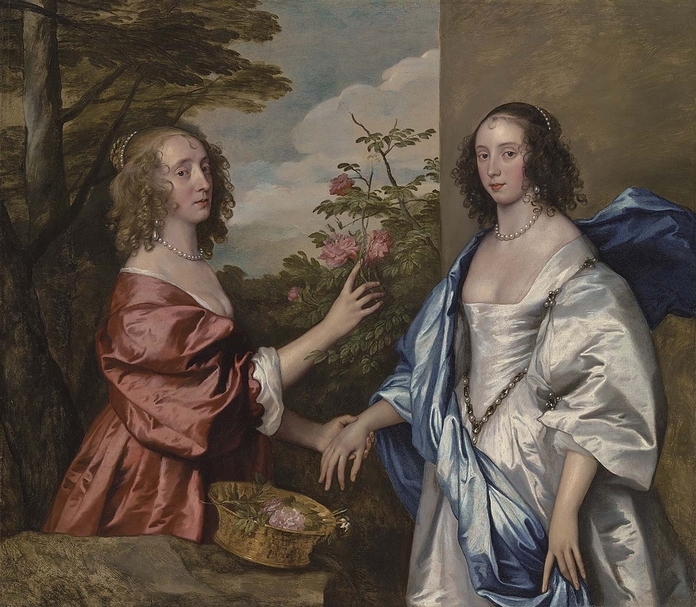 佳士得倫敦7月舉行的古典大師夜拍：范戴克（Anthony van Dyck）《The Cheeke Sisters: Essex, Countess of Manchester (d. 1658), and Anne, Lady Rich (d. c. 1655), three-quarter-length, in a landscape》估價200萬到400萬歐元。