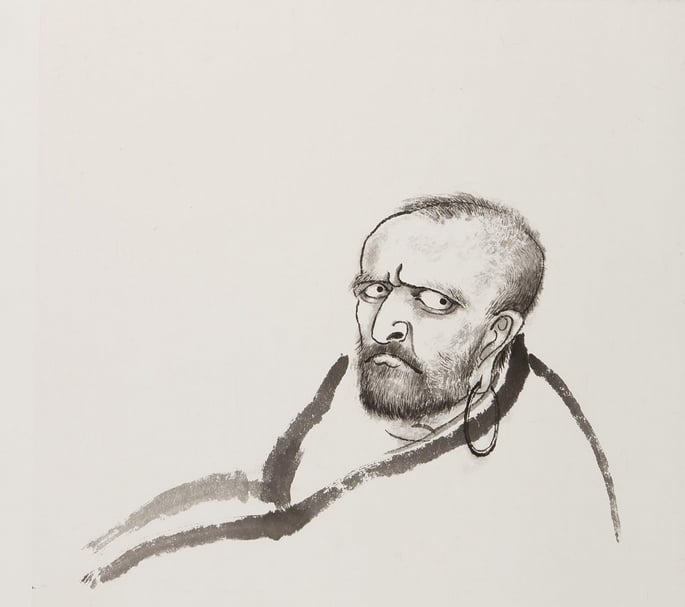 張宏圖,《Van Gogh / Bodhidharma #4》,水墨紙本,66.7x81.3cm,2015。(藝術家與耿畫廊提供)