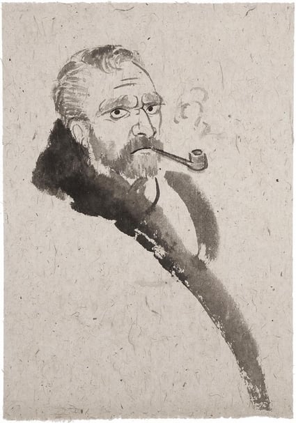 張宏圖,《Van Gogh / Bodhidharma #6》,水墨紙本,78.7x54cm,2015。(藝術家與耿畫廊提供)