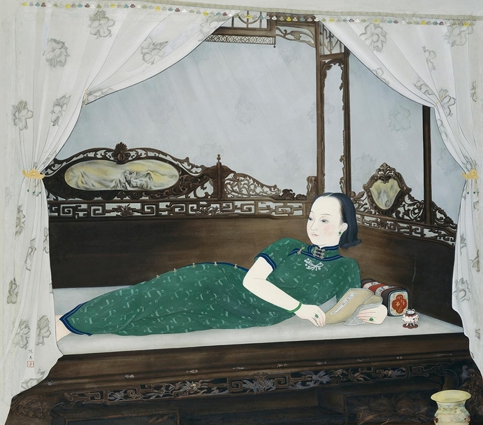 台北市立美術館典藏品：陳進1935年的作品《悠閒》。（台北市立美術館提供）