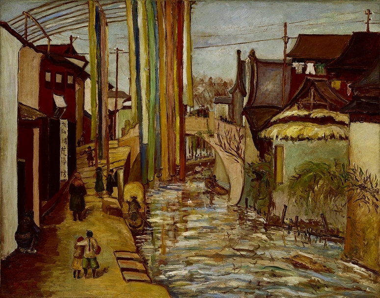 台北市立美術館典藏品：陳澄波1929年的作品《綢坊之午後》。（台北市立美術館提供）