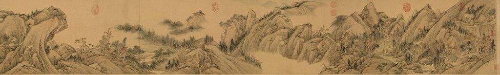 清錢維城〈山水圖〉卷,圖為局部。