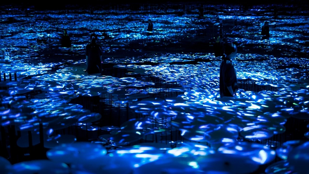 teamLab作品《地形的記憶》（Memory of Topography）於展出現場。（MORI Building DIGITAL ART MUSEUM: EPSON teamLab Borderless提供）