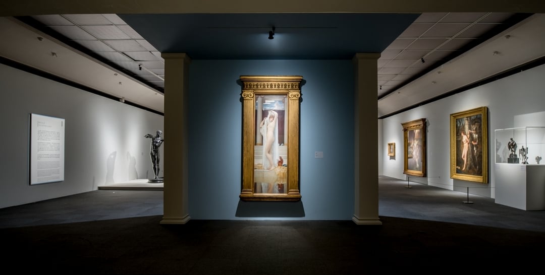 「裸:泰德美術館典藏大展」展場入口處以《賽姬出浴》( The Bath of Psyche)為本展揭開序曲。(高雄市立美術館提供)
