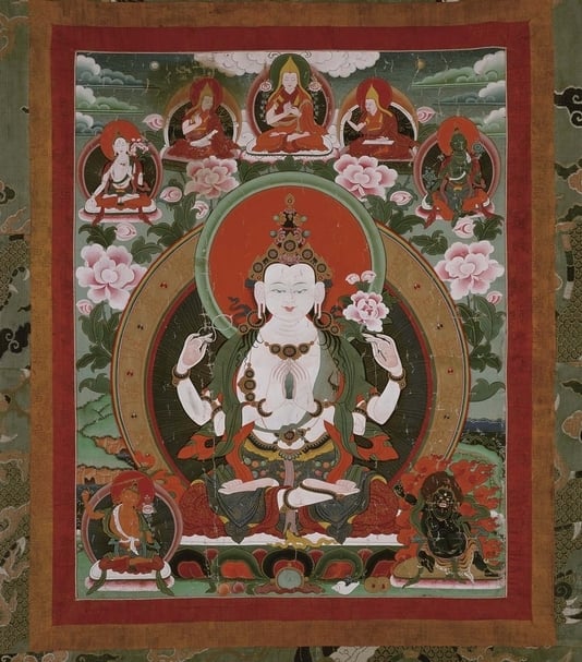 圖16 19世紀西藏〈四臂觀音像〉，館藏編號1988.34。©Asian Art Museum。