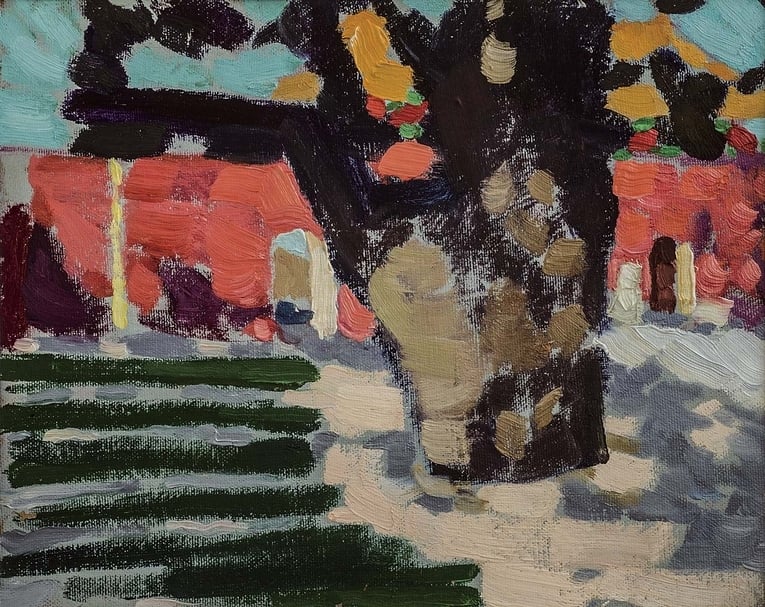 楊雨澍│中山公園 油彩、隔電紙 18.9×23.6cm 1976（中間美術館提供）