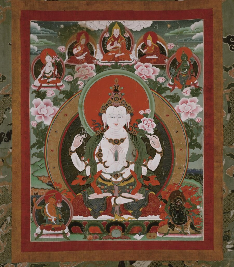19世紀西藏〈四臂觀音像〉，館藏編號1988.34。©Asian Art Museum。