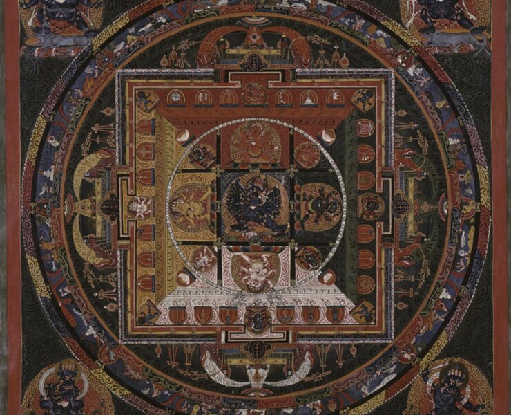 1650至1750年間西藏〈大威德金剛曼達拉像〉，館藏編號B63D5。©Asian Art Museum。