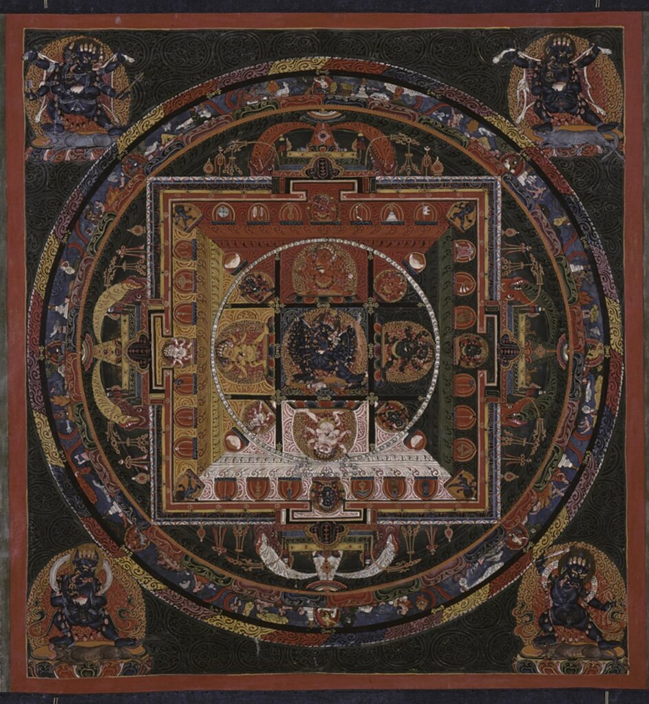 1650至1750年間西藏〈大威德金剛曼達拉像〉，館藏編號B63D5。©Asian Art Museum。